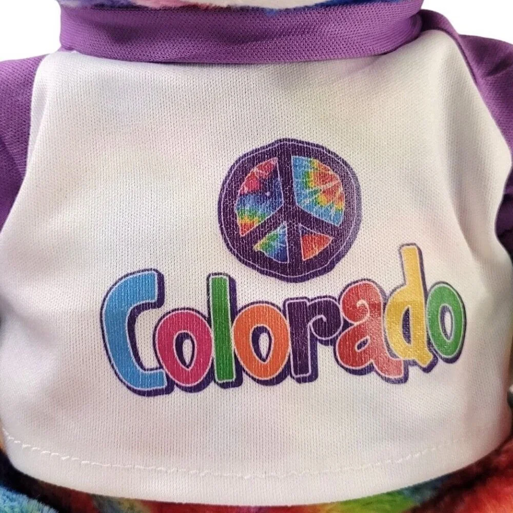 Peace Pals Tie-dyed Bear 12" Colorado Peace T-shirt Plush Stuffed Animal 2017 - Picture 6 of 8